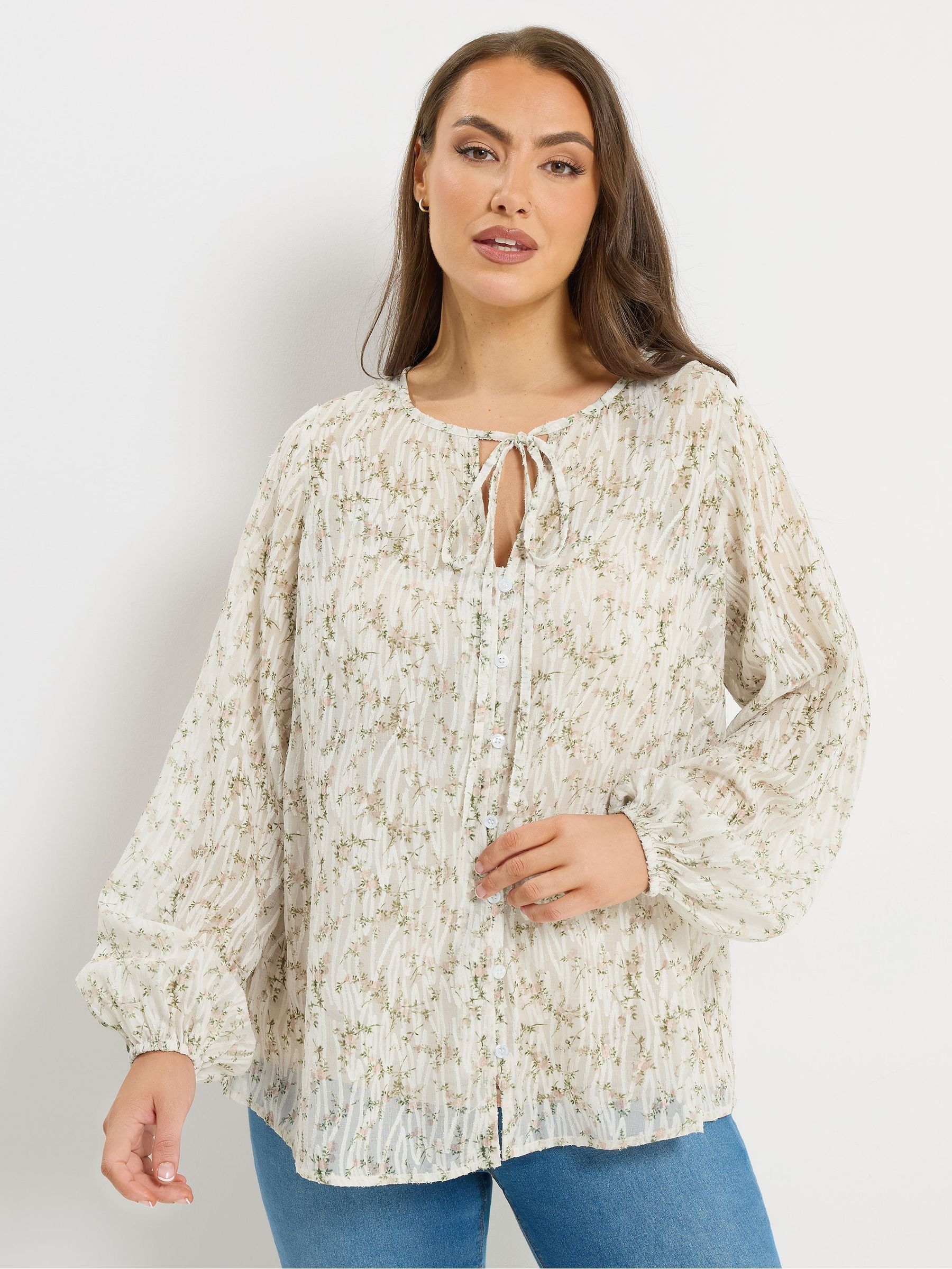 Yours Women's White Floral Burnout Blouse In | : 22/24 - Image 2