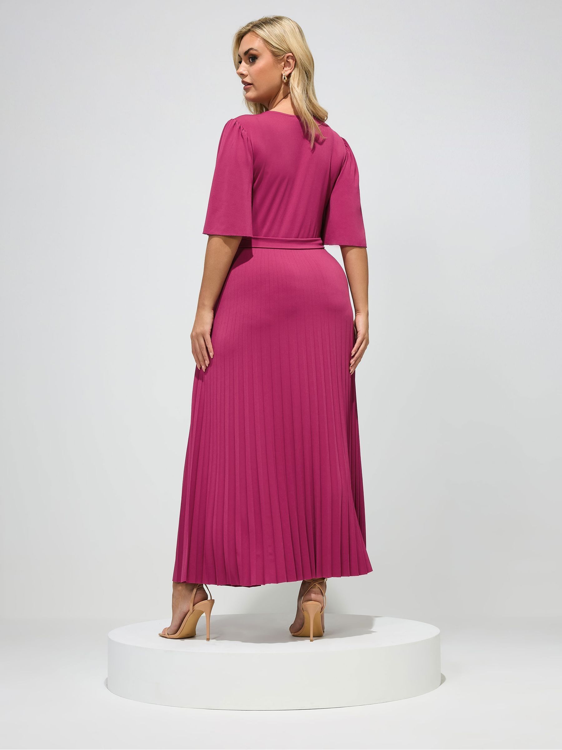 Buy Yours Curve Red London Pleated Knot Angel Sleeve Maxi Dress from ...