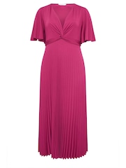 Crveno - Yours Curve London Pleated Knot Angel Sleeve Maxi Dress - Slika 5 od 5