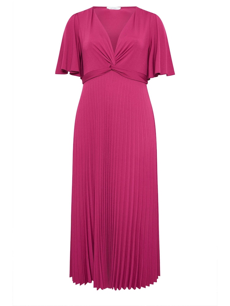 Crveno - Yours Curve London Pleated Knot Angel Sleeve Maxi Dress - Slika 5 od 5