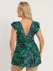 Yours Curve Black Angel Sleeve Swim Dress - Image 3 of 5