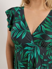 Yours Curve Black Angel Sleeve Swim Dress - Image 4 of 5