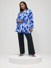 Yours Curve Blue London Floral Wrap Top - Image 2 of 5