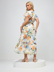 Yours Curve White London Tiered V-Neck Maxi Dress - Image 3 of 5