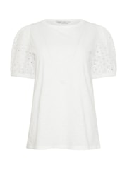 M&Co White Broderie Puff Sleeve T-Shirt - Image 5 of 5