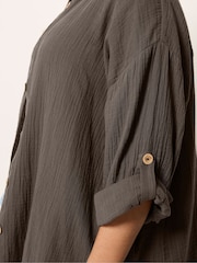 Yours Curve Brown Cheesecloth Shirt - Image 4 of 5