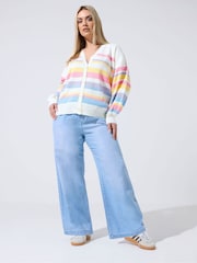 Yours Curve Green Limited Striped Cardigan - Image 2 of 5