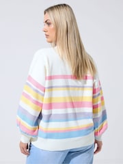 Yours Curve Green Limited Striped Cardigan - Image 3 of 5