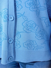 Yours Curve Blue Limited Rose Cardigan - Image 4 of 5