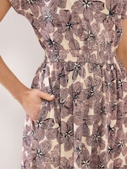 Long Natural Shirred Waist Maxi Dress - Image 4 of 5