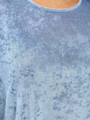 Yours Curve Blue Velour Drop Sleeve Top - Image 4 of 5