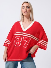 Yours Curve Red Limited 87 Sport Crochet Top - Image 1 of 5