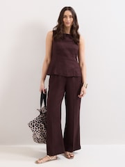 Phase Eight Brown Zoey Linen Trousers - Image 1 of 6