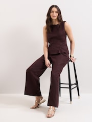 Phase Eight Brown Zoey Linen Trousers - Image 5 of 6