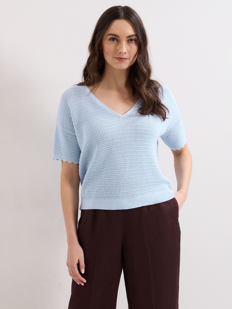 Phase Eight Blue Amira Texture Jumper - Image 1 of 7