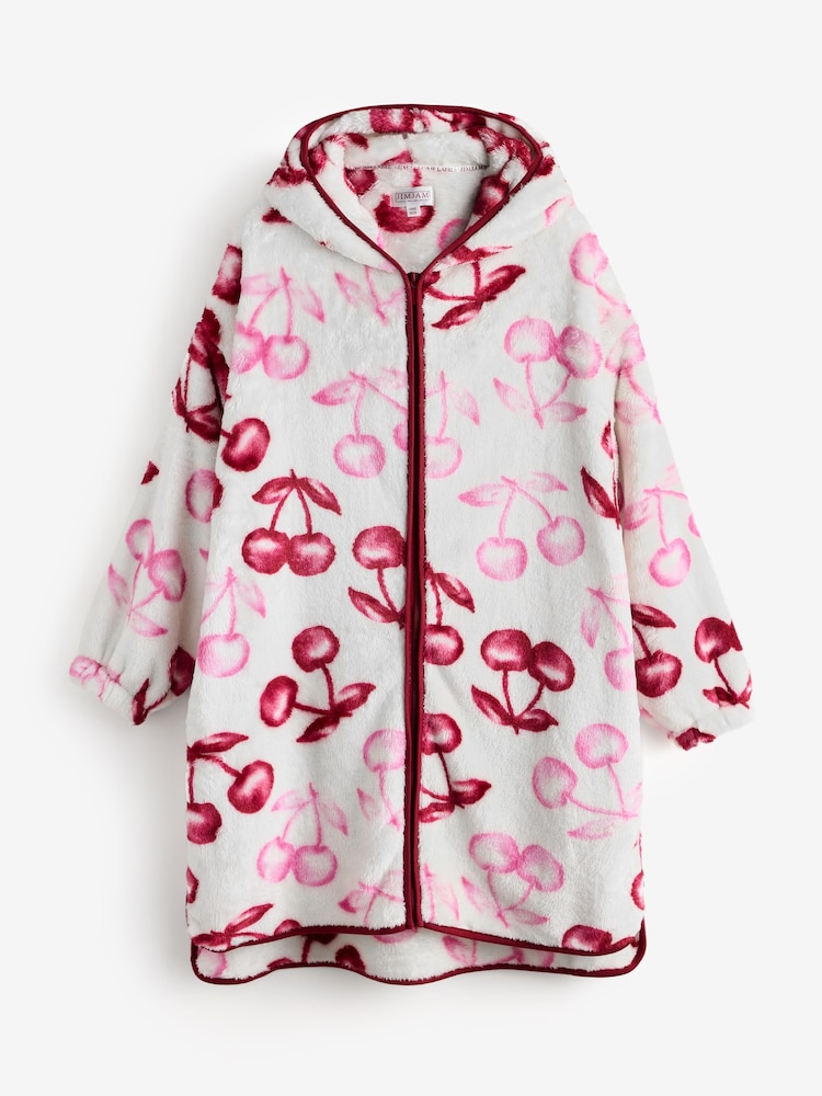 Jim Jam the Label Red Cherry Print Oversized Zip Hoodie - Image 9 of 9