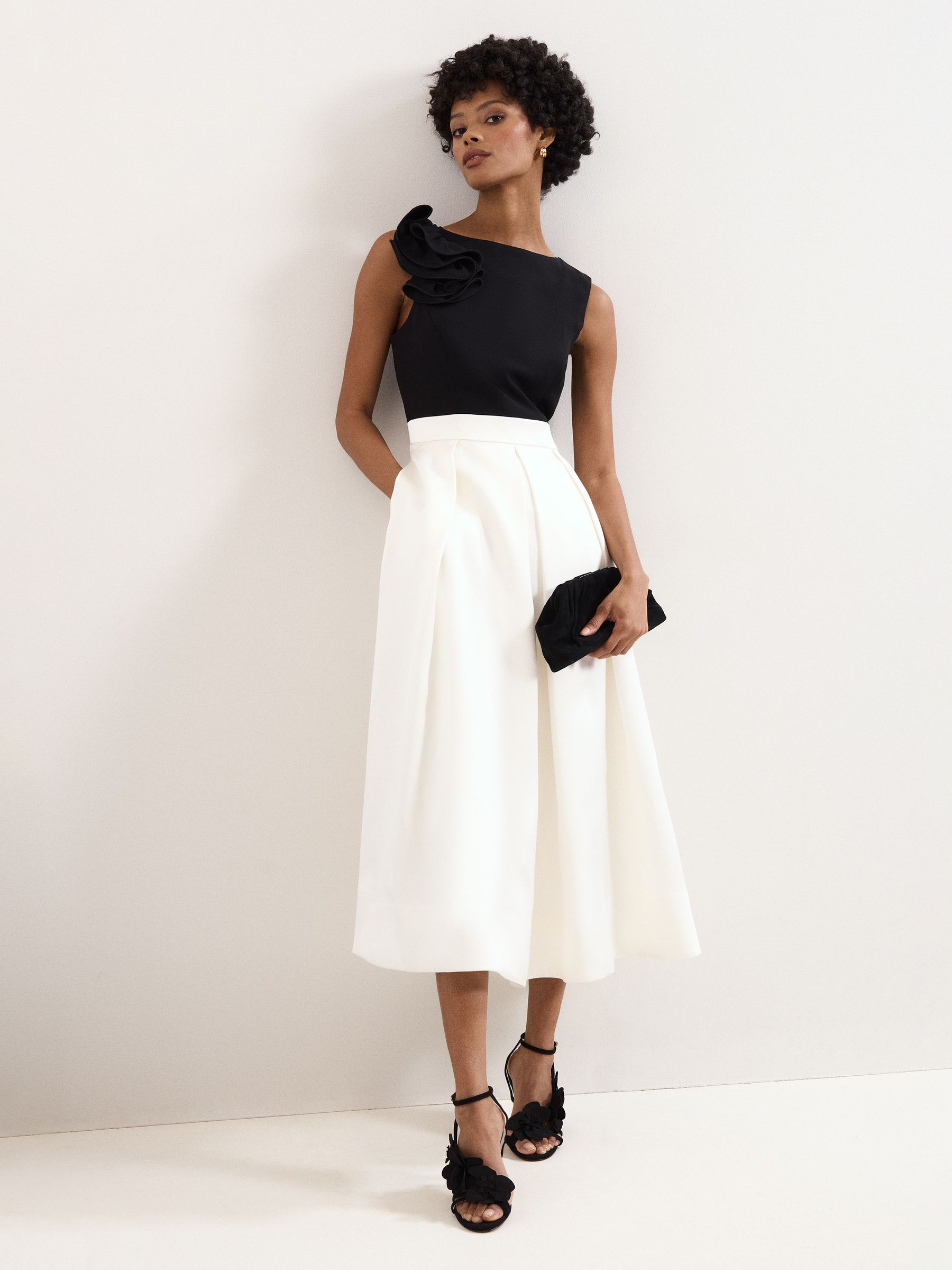 Phase Eight Women's Black Petite Perla Satin Dress