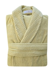 Casa Lusso Dried Moss Colourful Chappy Turkish Cotton Shawl Collar Bathrobe - Image 3 of 5