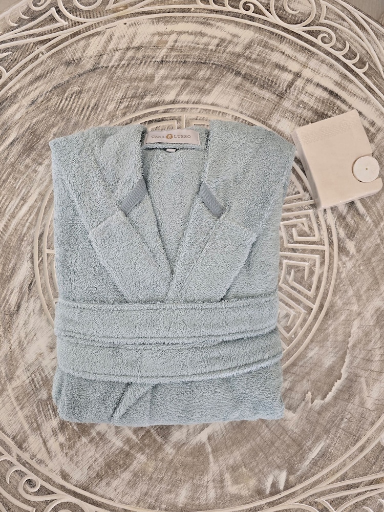 Casa Lusso Blue Surf Charm Hotel Micro Modal and Turkish Cotton Hooded Bathrobe - Image 2 of 5