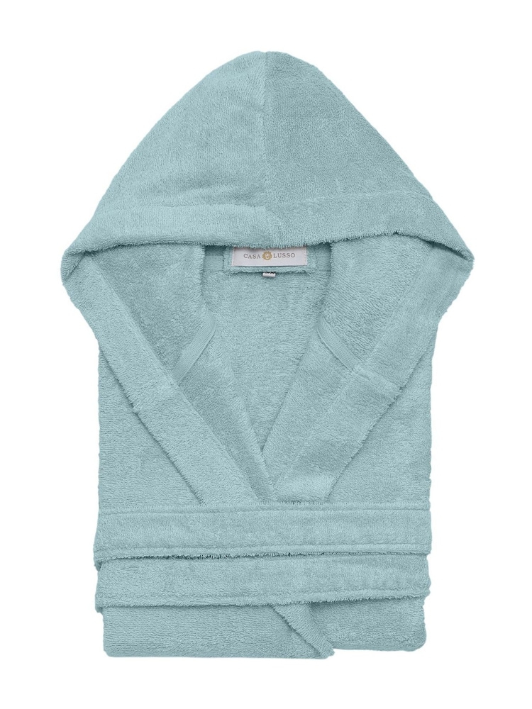 Casa Lusso Blue Surf Charm Hotel Micro Modal and Turkish Cotton Hooded Bathrobe - Image 5 of 5
