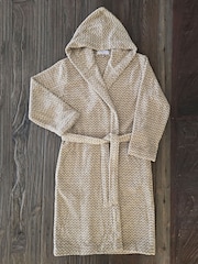Casa Lusso Dark Ivy Quadro Oblique 100 Turkish Cotton Designer Hooded Bathrobe - Image 2 of 5