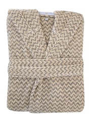 Casa Lusso Dark Ivy Quadro Oblique 100 Turkish Cotton Designer Hooded Bathrobe - Image 4 of 5