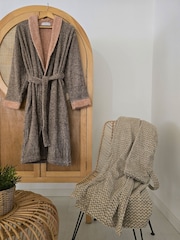 Casa Lusso Dark Ivy Quadro Oblique 100 Turkish Cotton Designer Hooded Bathrobe - Image 5 of 5