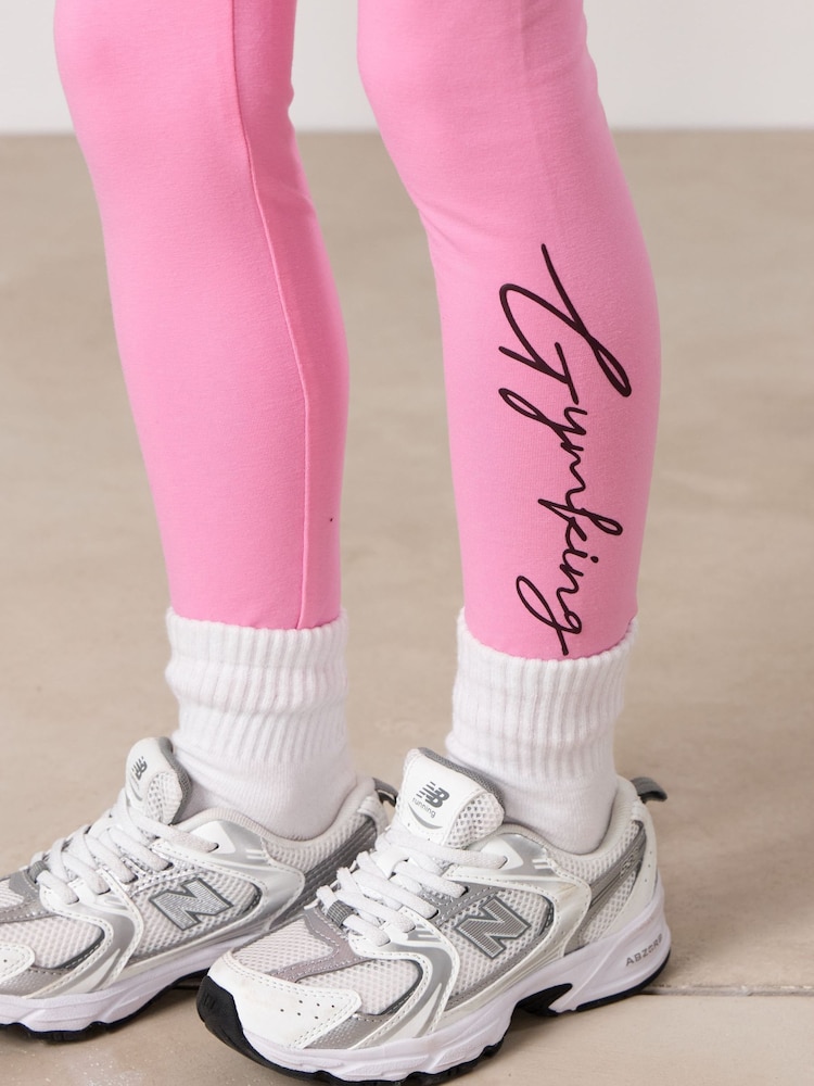 Gym King Pink Script Jersey Leggings - Image 4 of 4