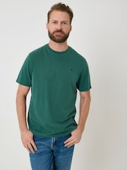 Saltwell Pine Green Garment Dye Cotton Jersey Crew Neck T-Shirt - Image 1 of 5