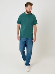 Saltwell Pine Green Garment Dye Cotton Jersey Crew Neck T-Shirt - Image 3 of 5