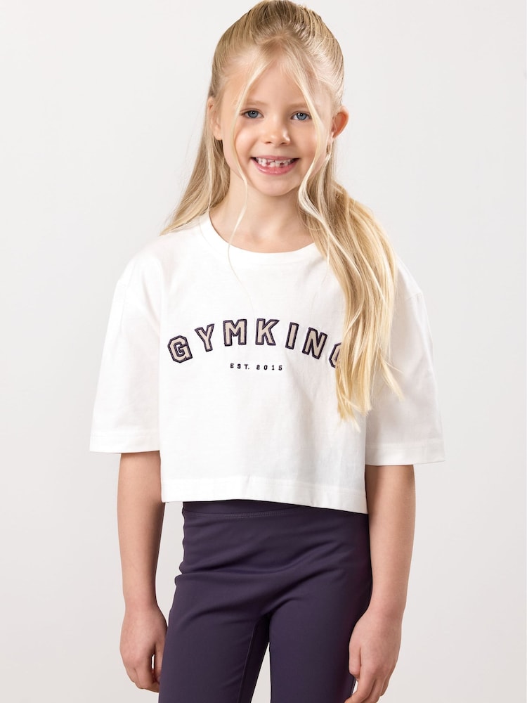 Gym King White Shadow Cropped T-Shirt - Image 1 of 3