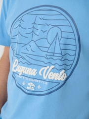 Saltwell Blue Laguna Vento Print Cotton T-Shirt - Image 4 of 4