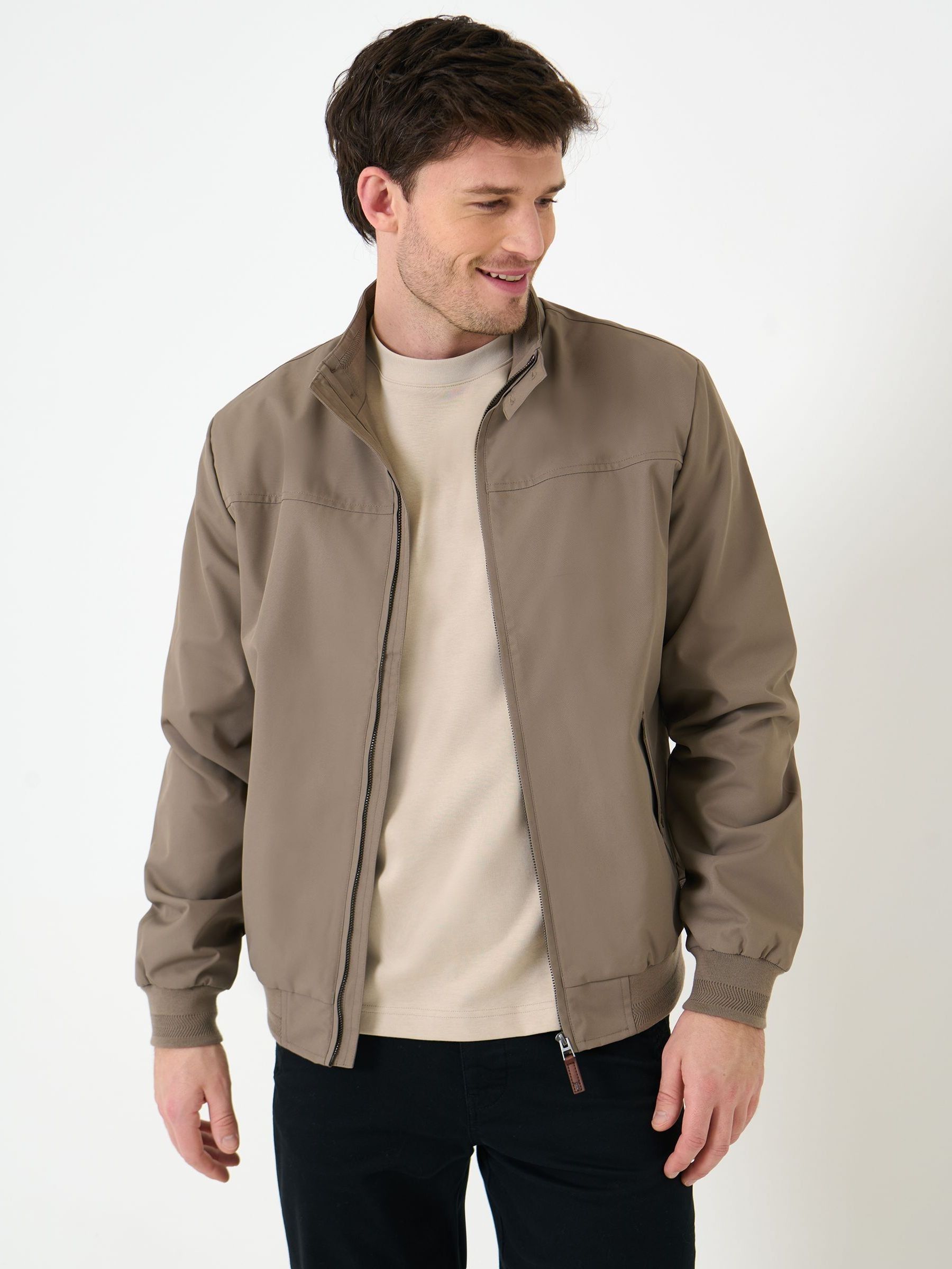Buy Saltwell Brown Shower Proof Funnel Neck Harrington Jacket from