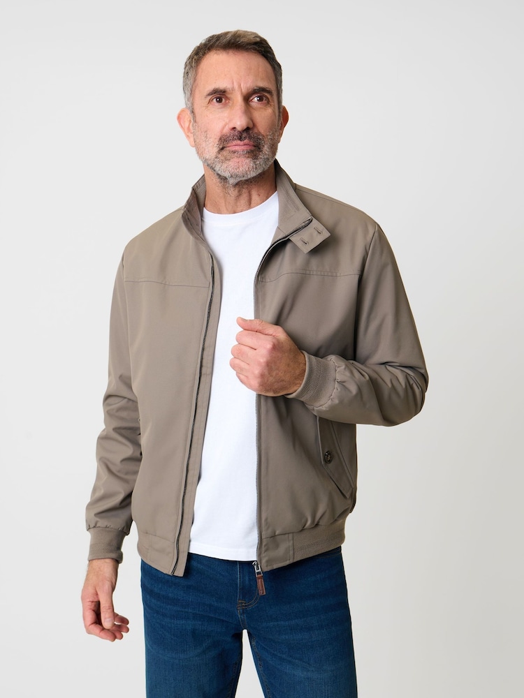 بني - سترة بخيوط نسيج متعاكسة بياقة قمعية ومقاومة للماء من Saltwell - Image 1 of 6