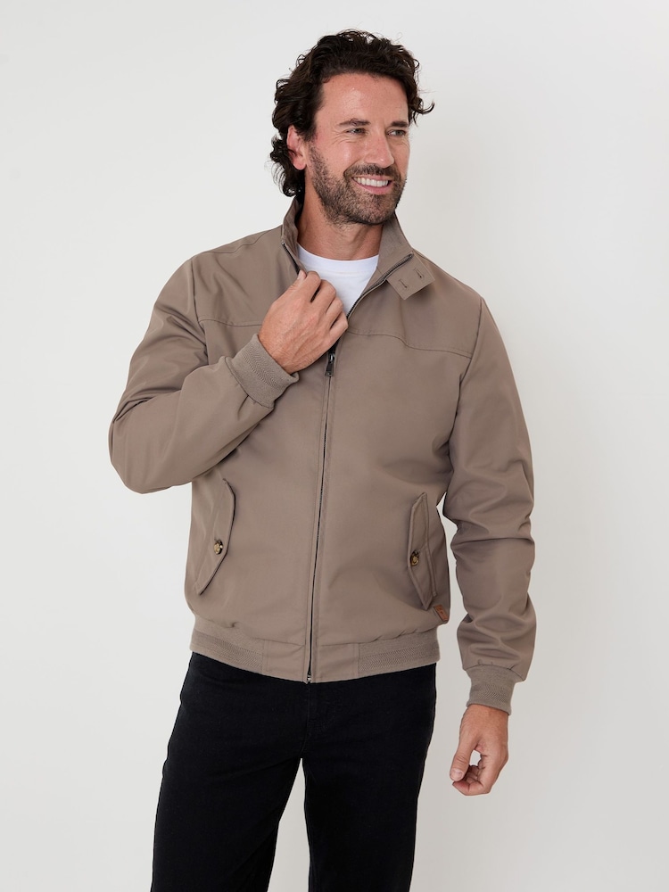 بني - سترة بخيوط نسيج متعاكسة بياقة قمعية ومقاومة للماء من Saltwell - Image 6 of 6