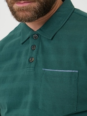 Saltwell Green Popcorn Stripe Short Sleeve Cotton Polo Shirt - Image 4 of 5