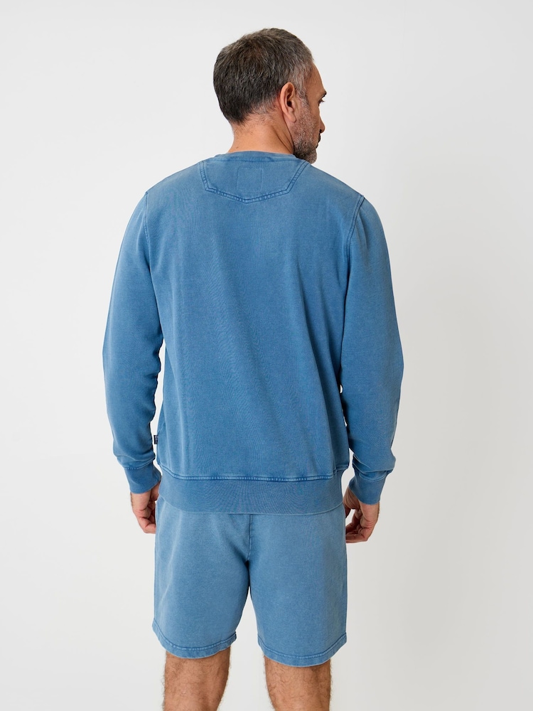 Saltwell Blue Crew Neck Cotton Sweatshirt - Image 2 of 4 Saltwell Blue Crew Neck Cotton Sweatshirt - Image 2 of 4