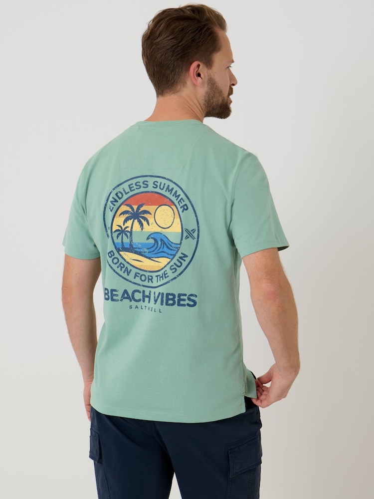 Saltwell Green Beach Vibes Print Cotton T-Shirt - Image 1 of 6 Saltwell Green Beach Vibes Print Cotton T-Shirt - Image 1 of 6