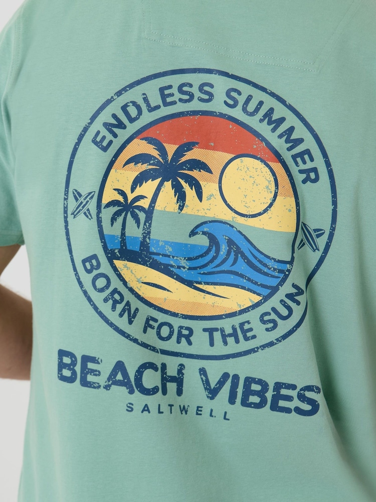 Saltwell Green Beach Vibes Print Cotton T-Shirt - Image 6 of 6 Saltwell Green Beach Vibes Print Cotton T-Shirt - Image 6 of 6