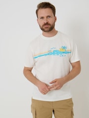 Saltwell Cream Beach Camp Print Cotton T-Shirt - Image 1 of 5