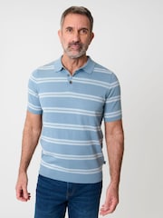 Saltwell חולצת פולו ז'קארד בדוגמת פסים מסיב כותנה עם שרוולים קצרים - תמונה 1 מתוך 4