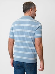 Saltwell חולצת פולו ז'קארד בדוגמת פסים מסיב כותנה עם שרוולים קצרים - תמונה 2 מתוך 4