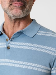 Saltwell חולצת פולו ז'קארד בדוגמת פסים מסיב כותנה עם שרוולים קצרים - תמונה 4 מתוך 4