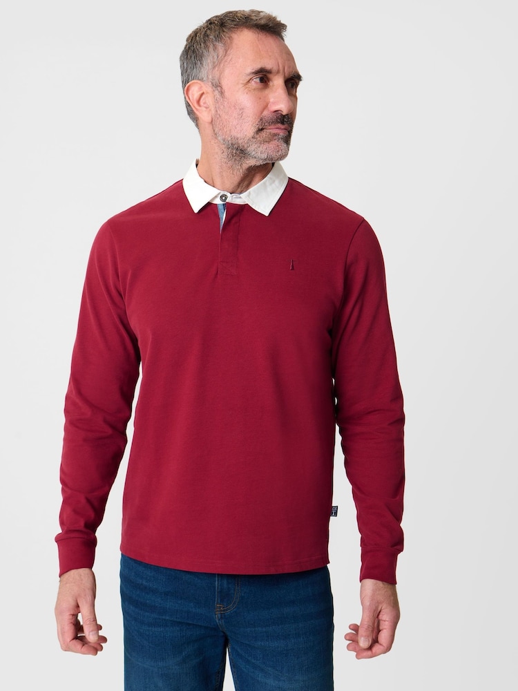 Saltwell Contrast Collar Cotton Long Sleeve Polo Shirt - Image 1 of 4