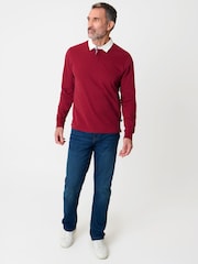 Saltwell Contrast Collar Cotton Long Sleeve Polo Shirt - Image 3 of 4
