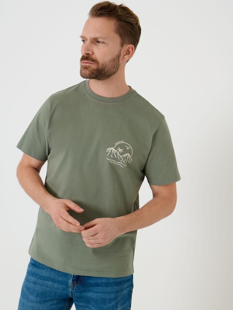 Saltwell Green Surfrider Beach Print Cotton T-Shirt - Image 2 of 6