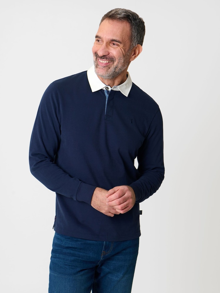 Saltwell Contrast Collar Cotton Long Sleeve Polo Shirt - Image 1 of 4