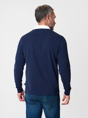 Saltwell Contrast Collar Cotton Long Sleeve Polo Shirt - Image 2 of 4