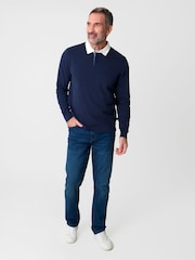 Saltwell Contrast Collar Cotton Long Sleeve Polo Shirt - Image 3 of 4