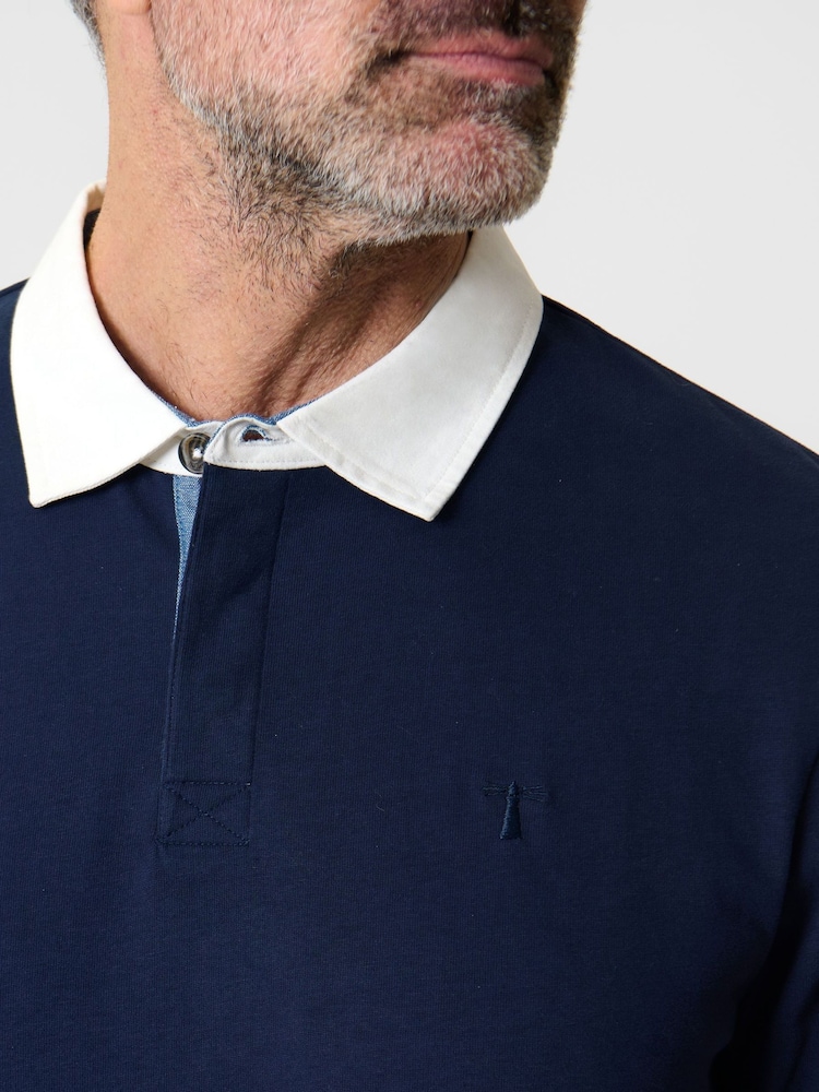 Saltwell Contrast Collar Cotton Long Sleeve Polo Shirt - Image 4 of 4